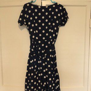 Vintage 1950's Mode O'Day Navy Polkadot Dress